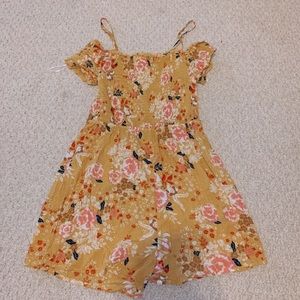 Yellow floral romper off the shoulder